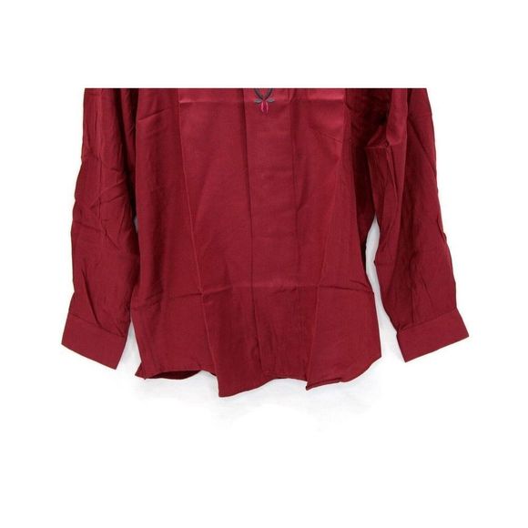 Zoom Focus Collection Mexican Western Embroidered Maroon Shirt Sz Large 16 New - Picture 4 of 14